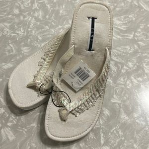 White wedge sandals